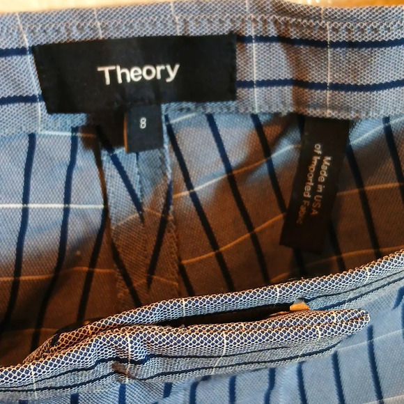 THEORY Classic Screen Viscose Skinny Trousers In Blue Midnight Multi size 8 - Picture 7 of 10